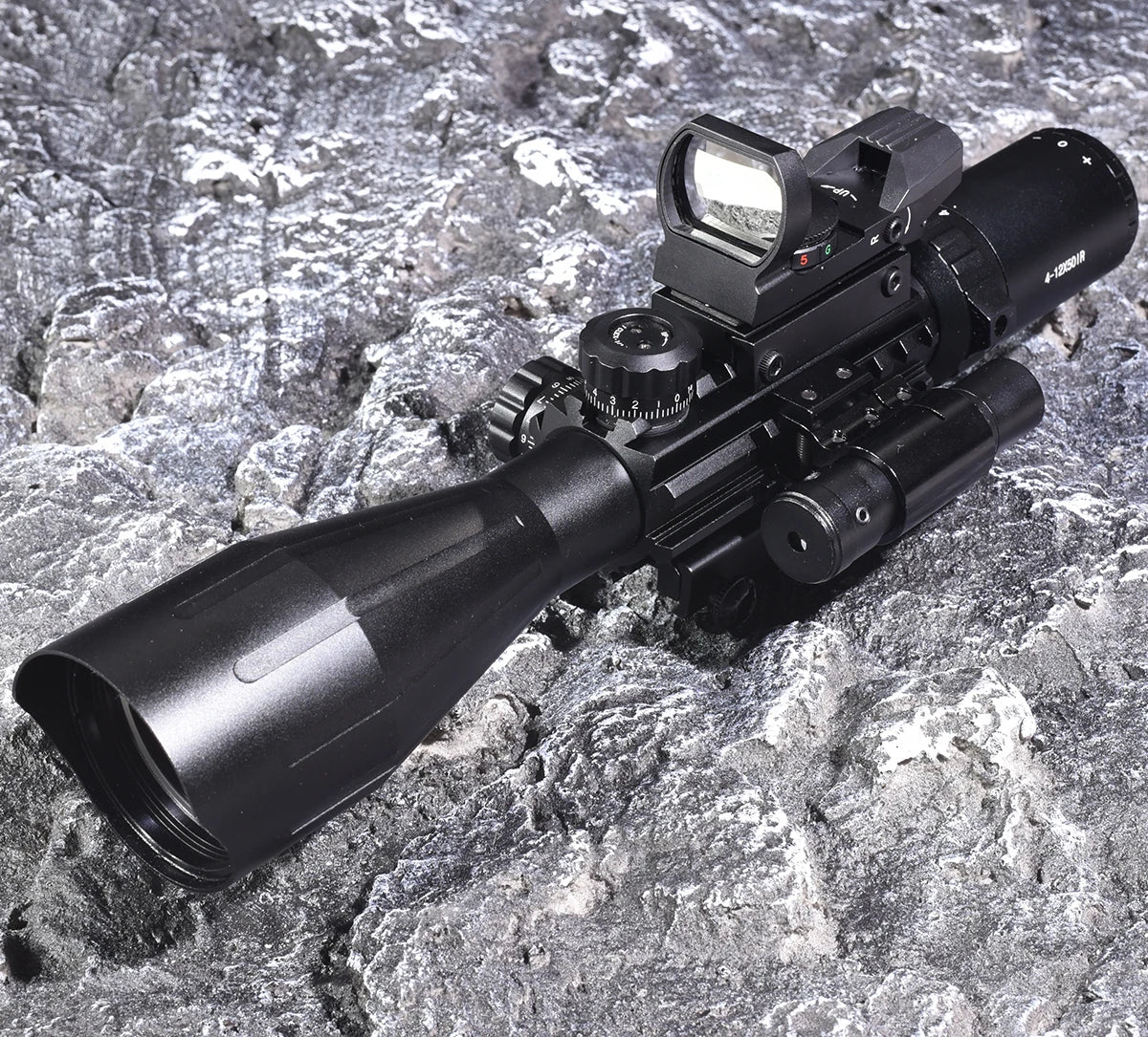 4-12X50ir Scope Red Green Two Color Illumination with HD101 HD103 4 Points Reticle Red Dot Optics Sight Hunting Combo