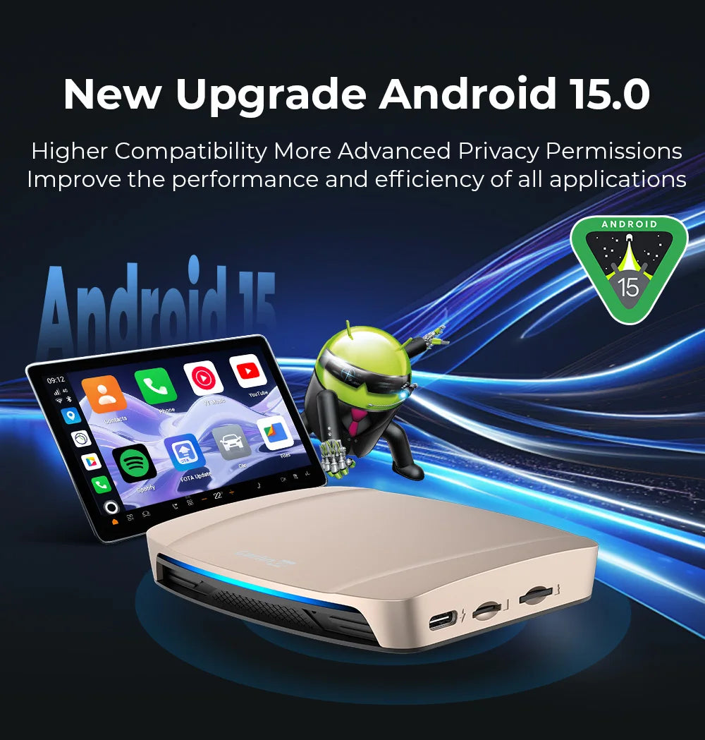 CarlinKit Ultra Box Android 15.0 SM6350 Tv Box CarPlay Wireless Android Auto Wireless Adapter Support Youtube Netfilx IPTV GNSS