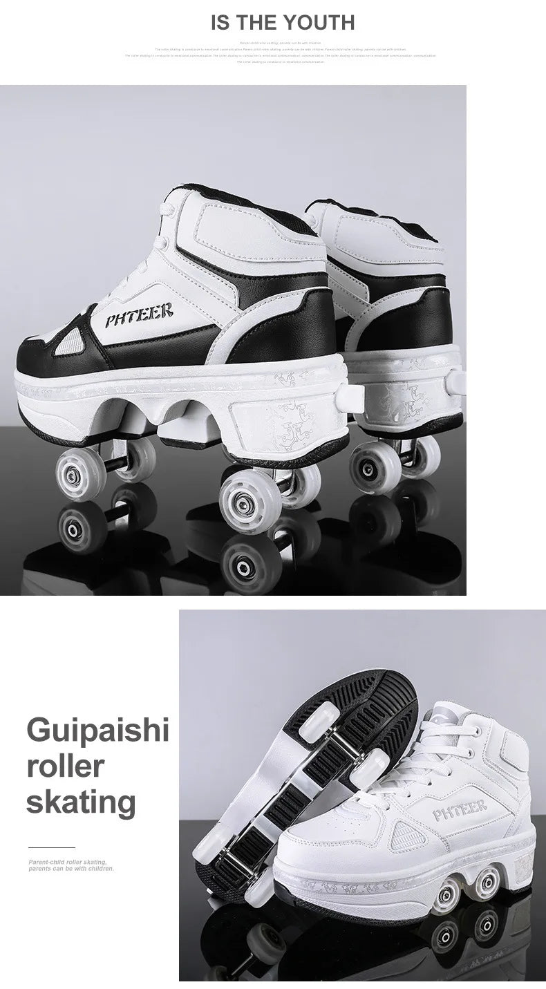 New Deformation Parkour Shoes 4 Roller Skating Shoes Kids Adults Unisex Sneakers Street Urban Fitness FSK Quad Skating Shoes