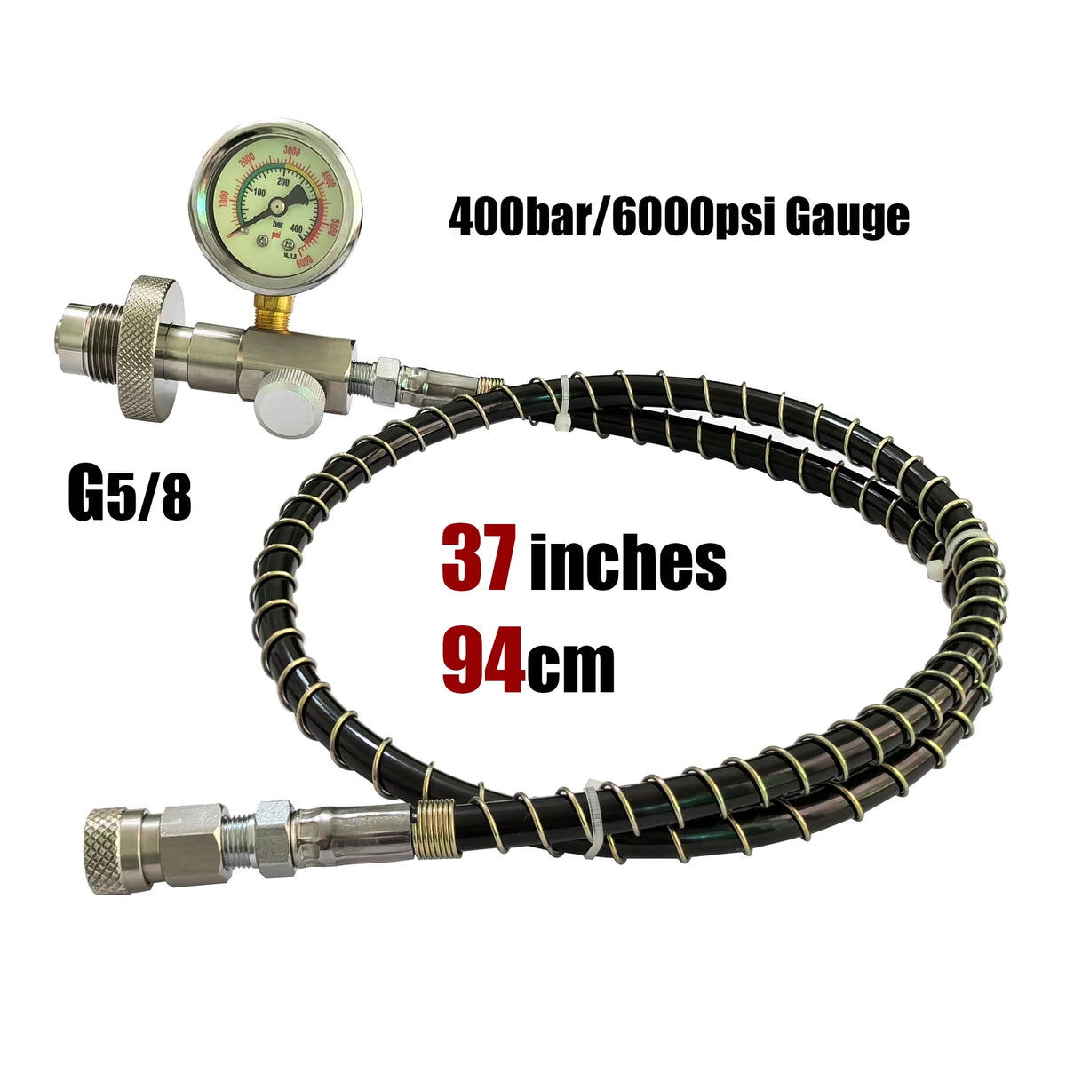 HPA 4500psi/300bar Air Diving DIN G5/8 Connect Fill Station Filling Charging Adaptor Valve Stainless Steel with Hose