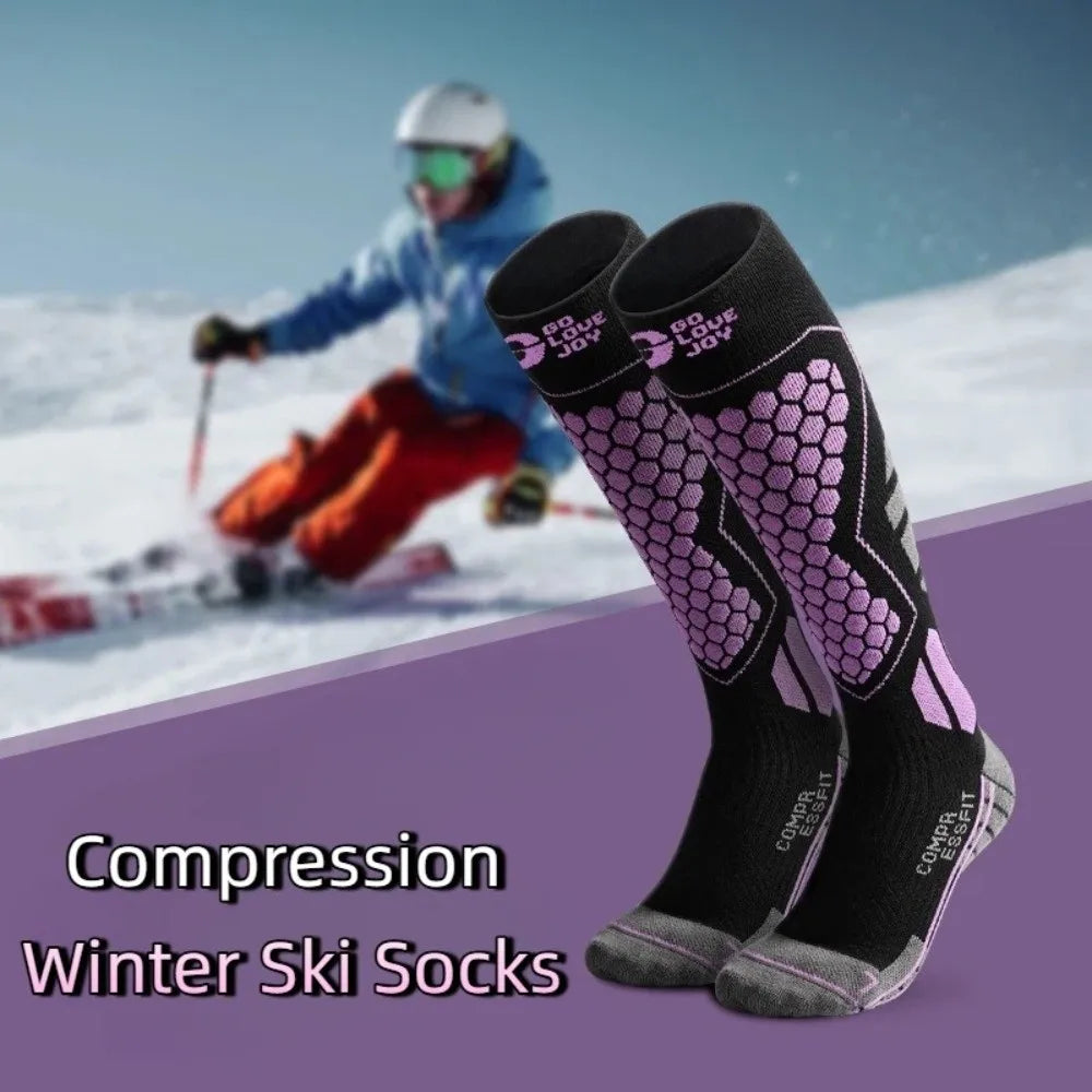 New Thickened Ski Socks Breathable Thermal Knee High Socks Moisture-wicking Anti-slip Snowboard Stockings for Winter Sports