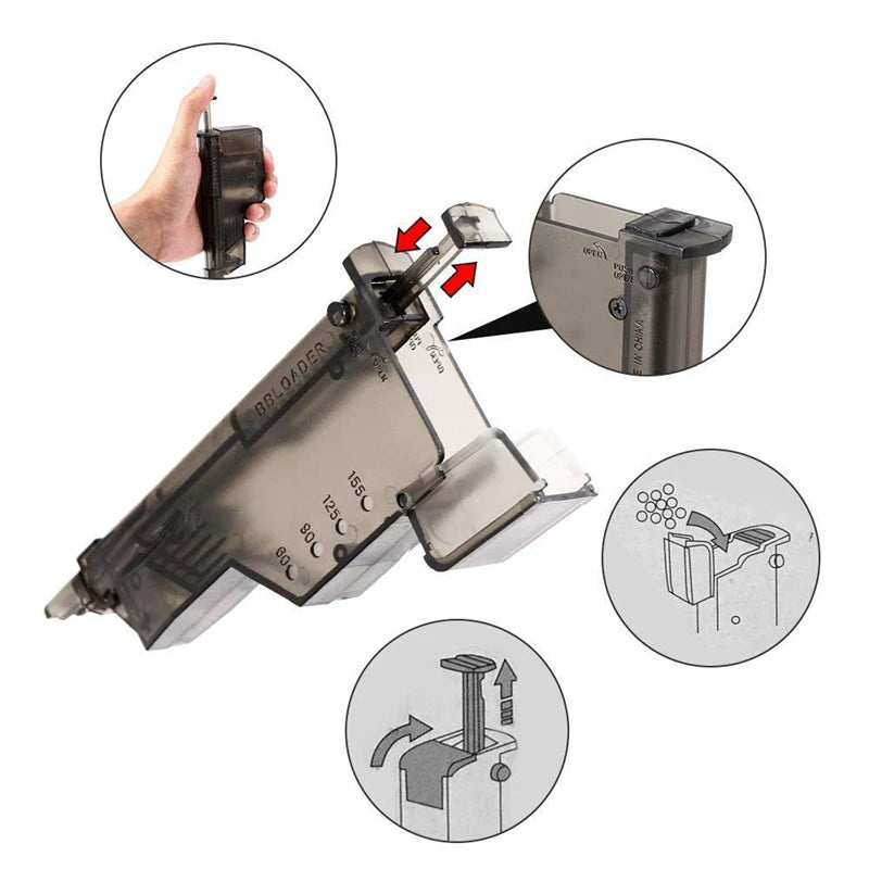 Airsoft Plastic 6mm BB Speed loader  220 100 Rounds War Games Combat Tactical BB Loader Paintball Outdoor Hunting Accessory