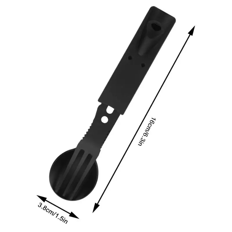 Outdoor Stainless Steel With Whistle Spoon Fork Set Multi Functional Camping Knives Camping Tableware Outdoor Wind Combination