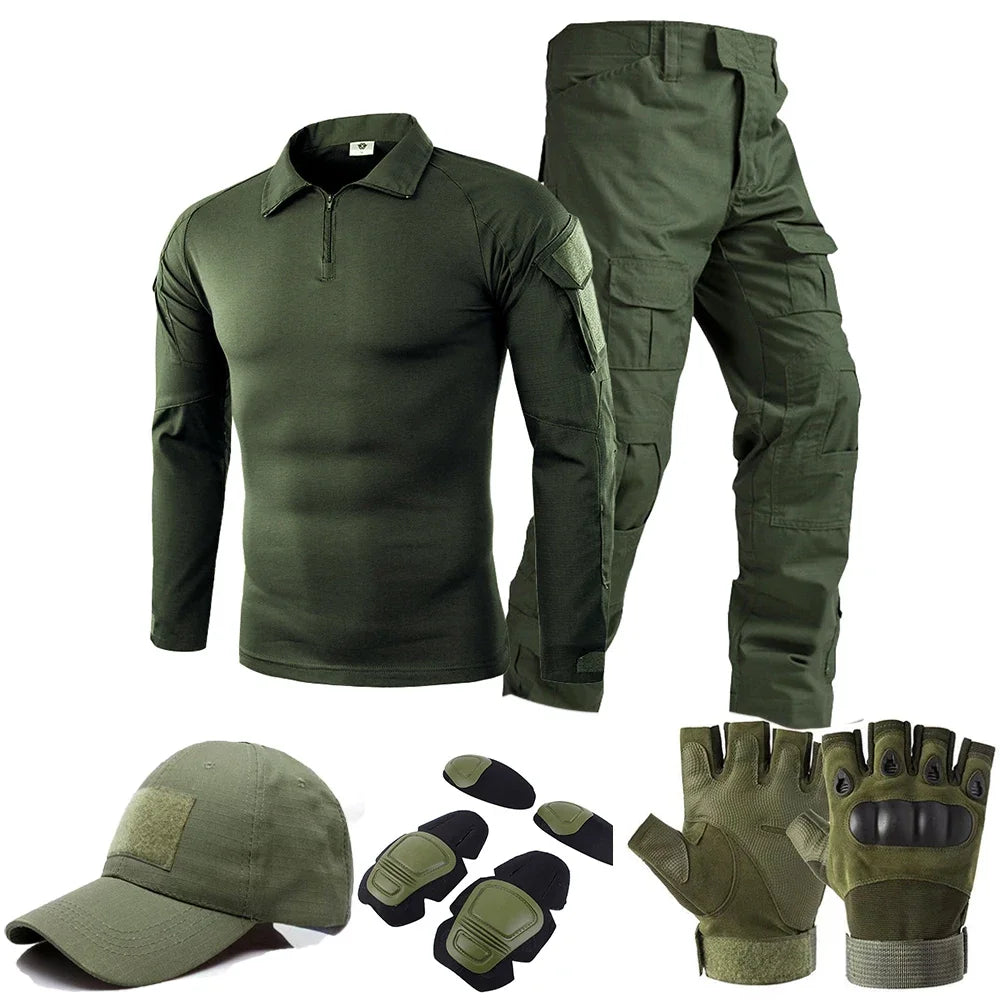 Green Tactical Uniform Suits Milit Multicam Military Camouflage Suit Combat Shirt + Pants Sets Airsoft Hunting Paintball Outdoor