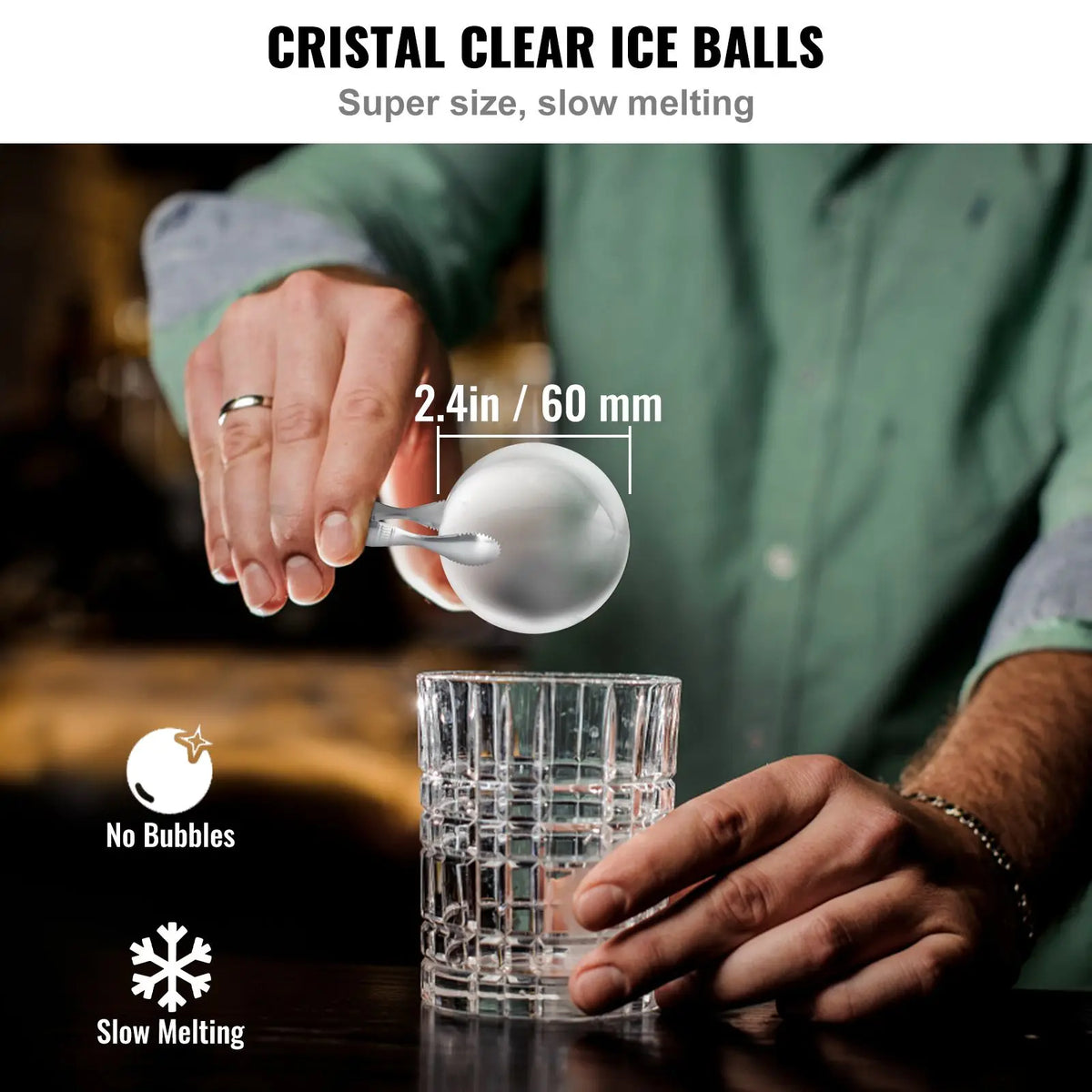 2.36inch Crystal Clear Ice Ball Maker Storage Bag with Ice Clamp 2C Clear Ice Cube