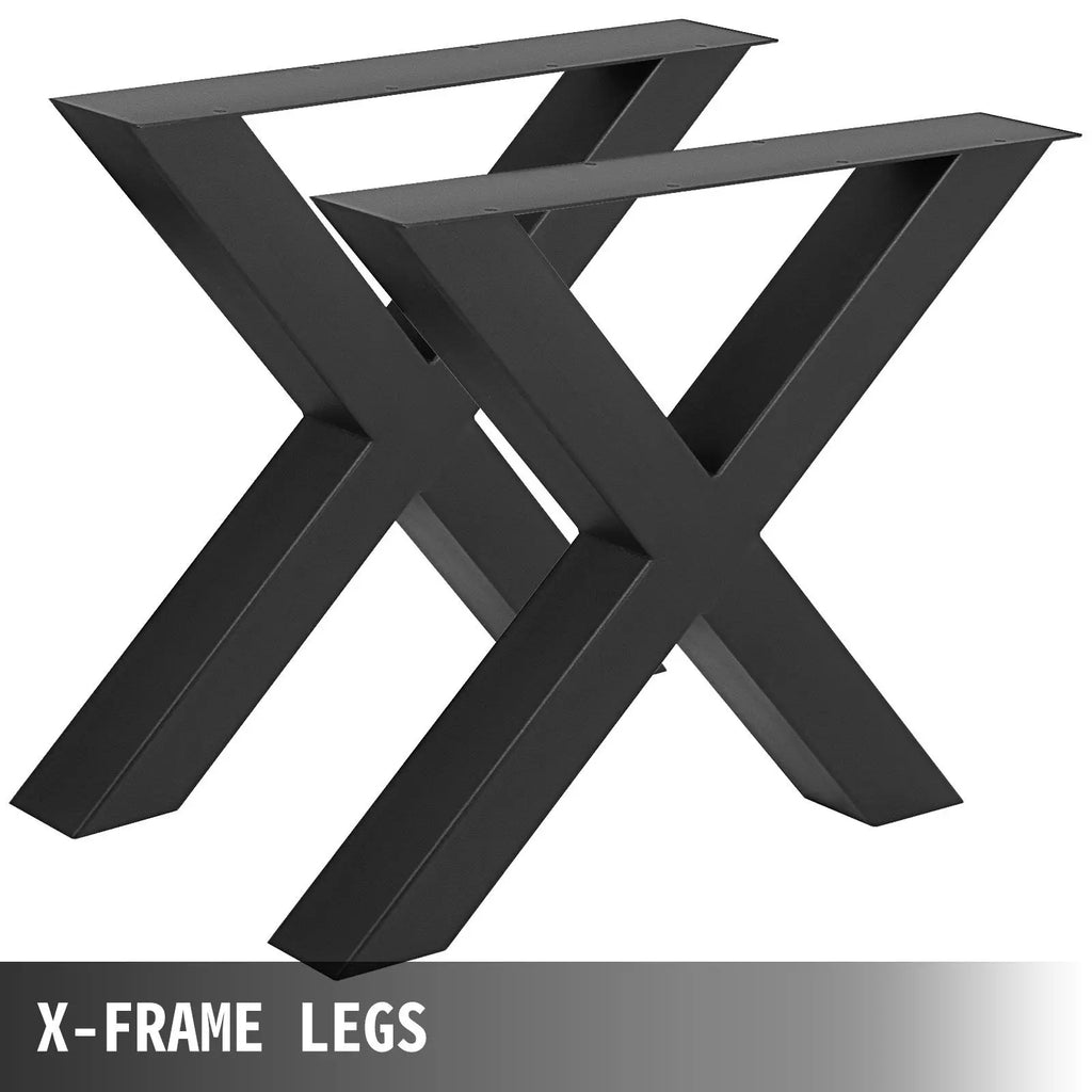 Set 2 Heavy Duty 3.1\" Square Box Section X Frame Dining Table Legs 28\FT Height 30\FT Width Steel Metal Table Legs 28\FT \FT