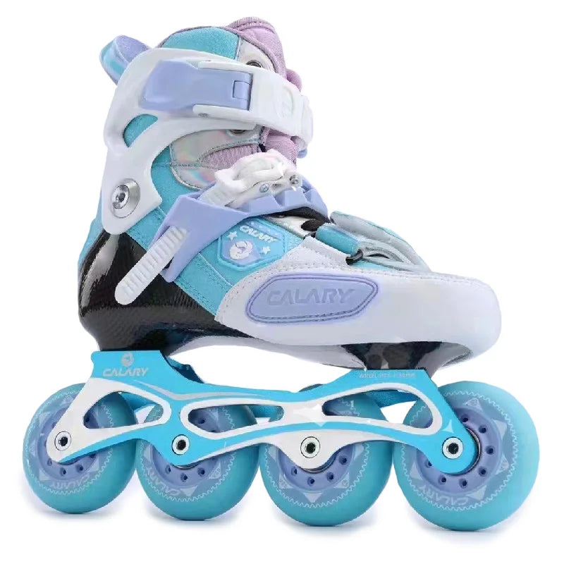 Original CALARY Carbon Fiber Kids Inline Skates Roller Sneakers with Size-adjustable Insole EU 28 to 37 Children Skates Shoes