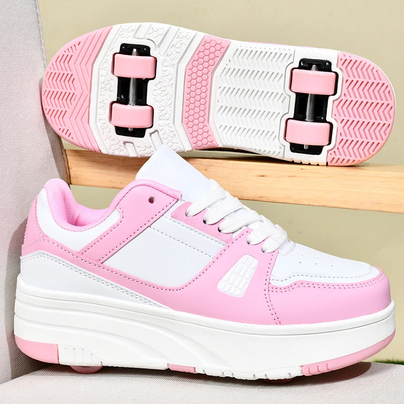 Children's Roller Skate Shoes Student Inline Skating Shoes Girls 4-Wheel Deformation Boy's Skating Shoes