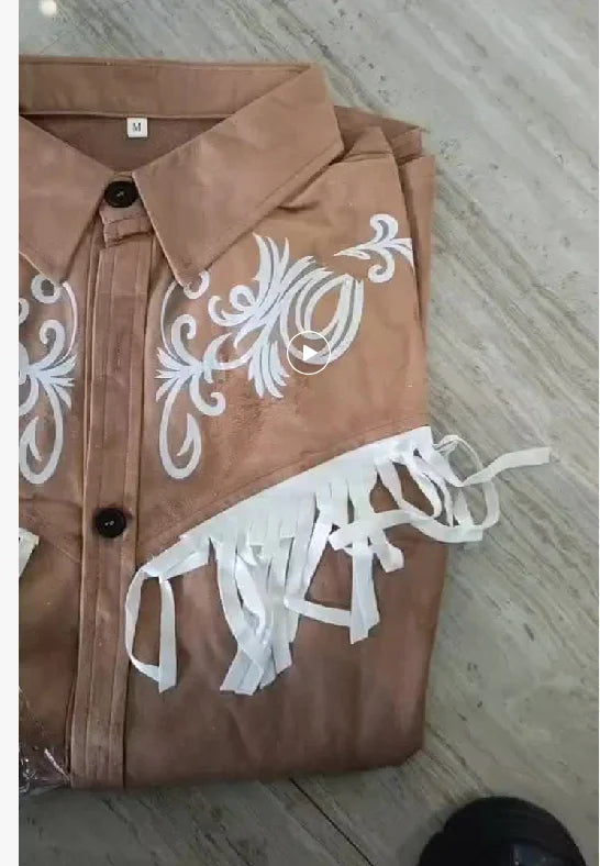 2026 Autumn Winter Men's Fur Fringed Jacket Coat Vintage Ethnic Trendy Button Open Lining Casual  Streetwear