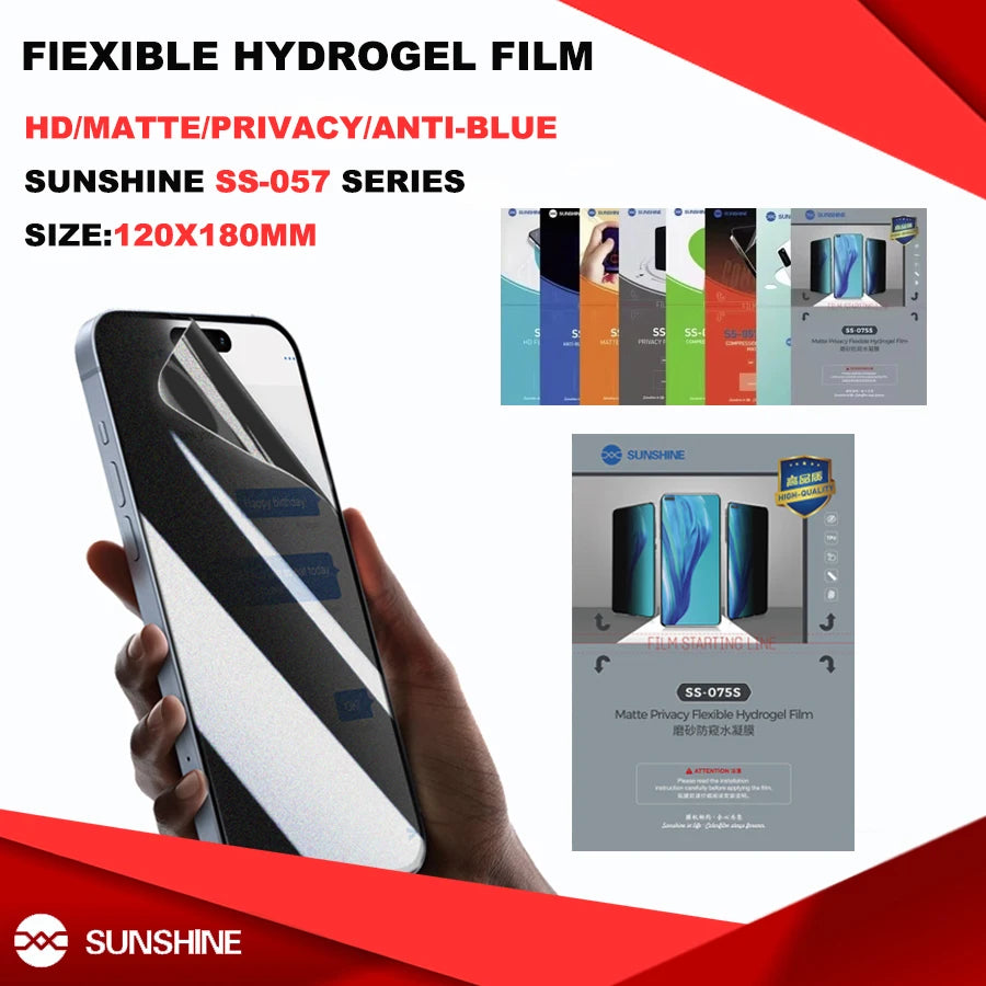 Sunshine Flexible Hydrogel Film SS-057 SS-057A SS-890C Cutting Machine SS-075S TPU Privacy Screen Protective Film With QR CODE