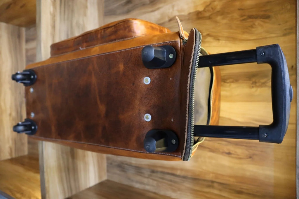 Vintage Design Durable Suitcase Real Leather Travel Luggage Bag Genuine Cow Leather Travel Bag With Wheels