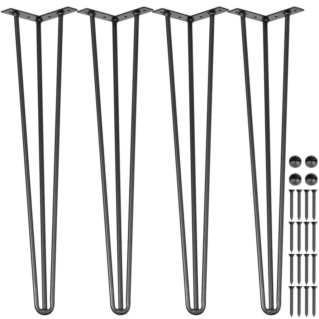 24\" Black Hairpin Table Legs Set of 4 880lbs Load Capacity (220lbs Each) Hairpin Desk Legs 3 Rods Bench Desk Dining for Parks