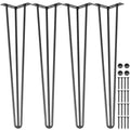 28\" Black Hairpin Table Legs Set of 4 880lbs Load Capacity (220lbs Each) Hairpin Desk Legs 3 Rods Bench Desk Dining for Parks