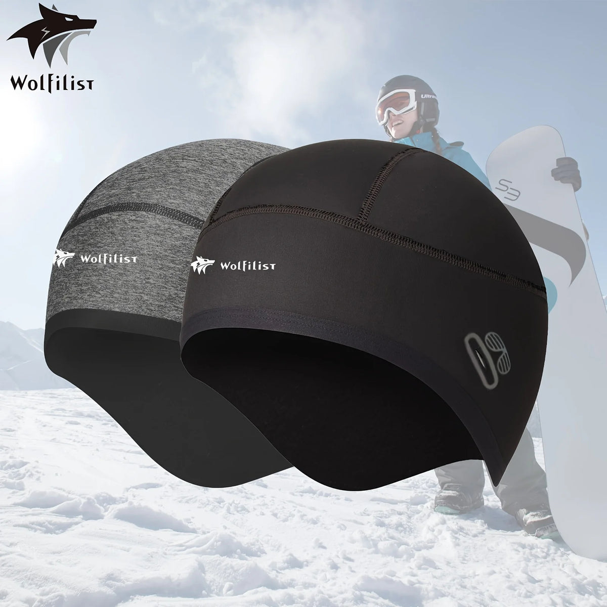 Winter Warm Cycling Skiing Cap with Glasses Holes, Cycling Helmet Liner for Men & Women Skiing Hat Liner
