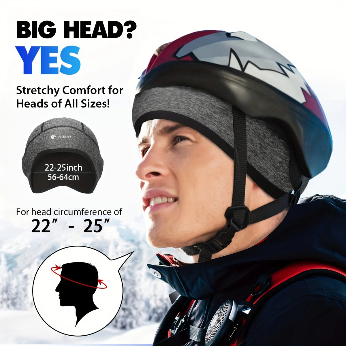 Winter Warm Cycling Skiing Cap with Glasses Holes, Cycling Helmet Liner for Men & Women Skiing Hat Liner