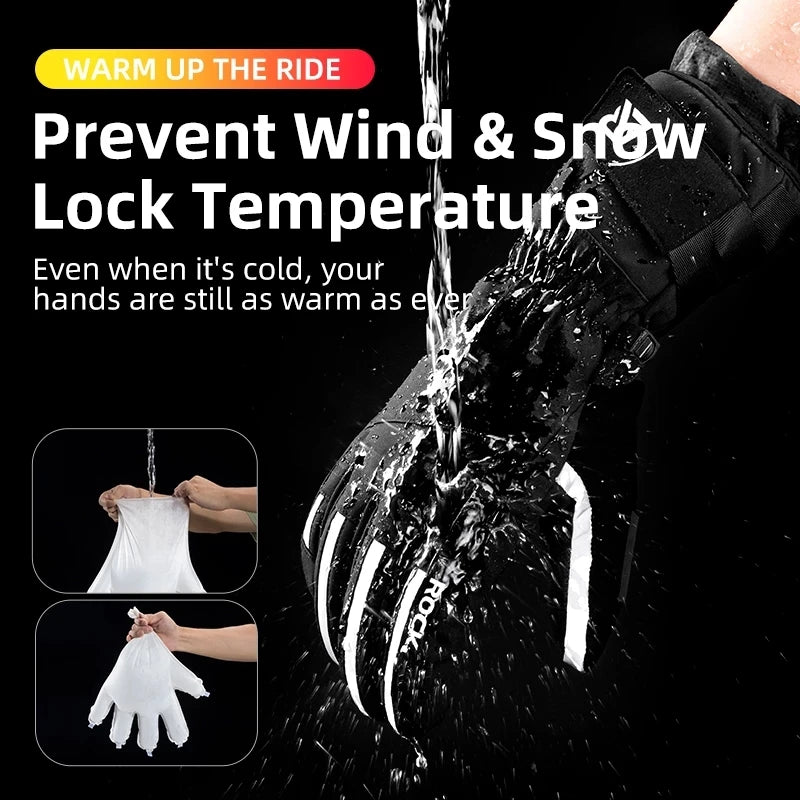 ROCKBROS Winter Ski Gloves Snowboard Gloves Snowmobile Motorcycle Riding Winter Gloves Windproof Waterproof Unisex Snow Gloves