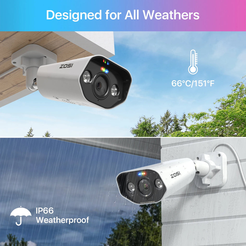 ZOSI 4K IP Camera Add-on PoE Security Camera Two Way Audio 8MP Ultra HD Color Night Vision Home CCTV Video Surveillance Camera