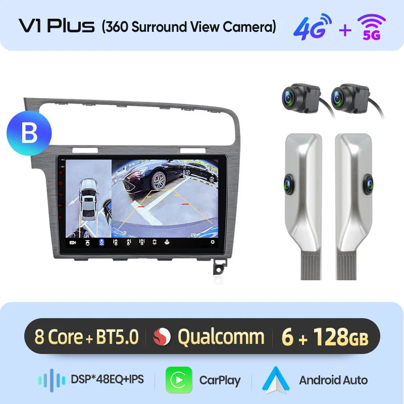 Junsun AI 4G LTE Wireless CarPlay Android Auto Car Radio For VW Volkswagen Golf 7 2013 2014 2015-2017 GPS Navi BT DSP RDS FM