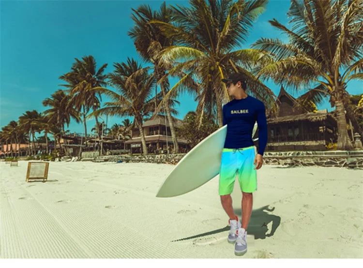 SAILBEE Men UV Protect Swimwear Long Sleeve Swimsuit Mens Rashguard Surfing Rash Guard Surf Shirt For Swimming Sail Drop Ship