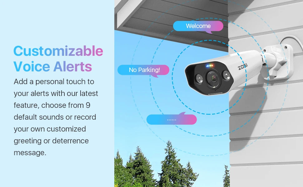 ZOSI 4K IP Camera Add-on PoE Security Camera Two Way Audio 8MP Ultra HD Color Night Vision Home CCTV Video Surveillance Camera
