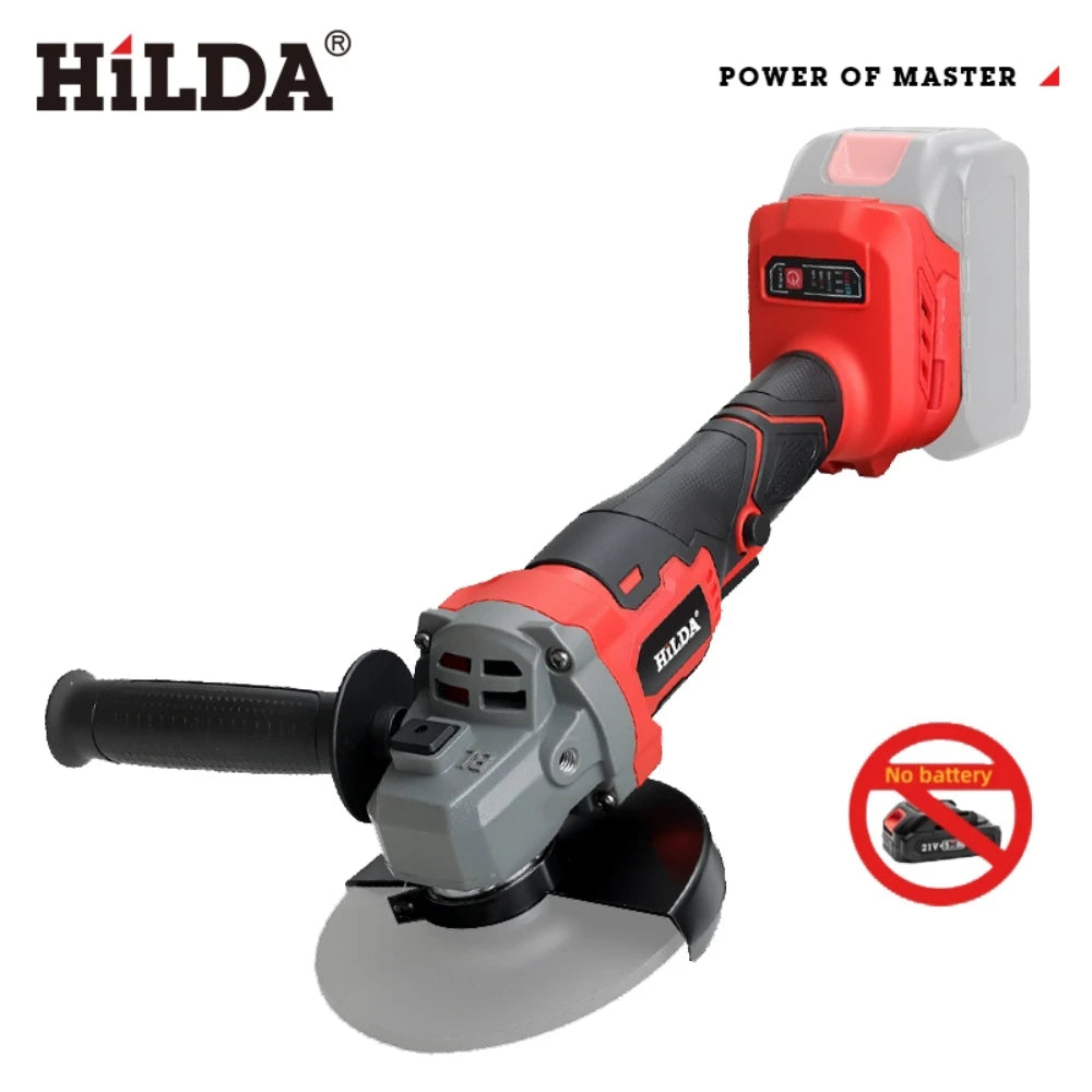 HILDA 21V Handheld Brushless Angle Grinder Cutting Rechargeable Electric Power Tool Polishing Machine Grinder for Makita Battery