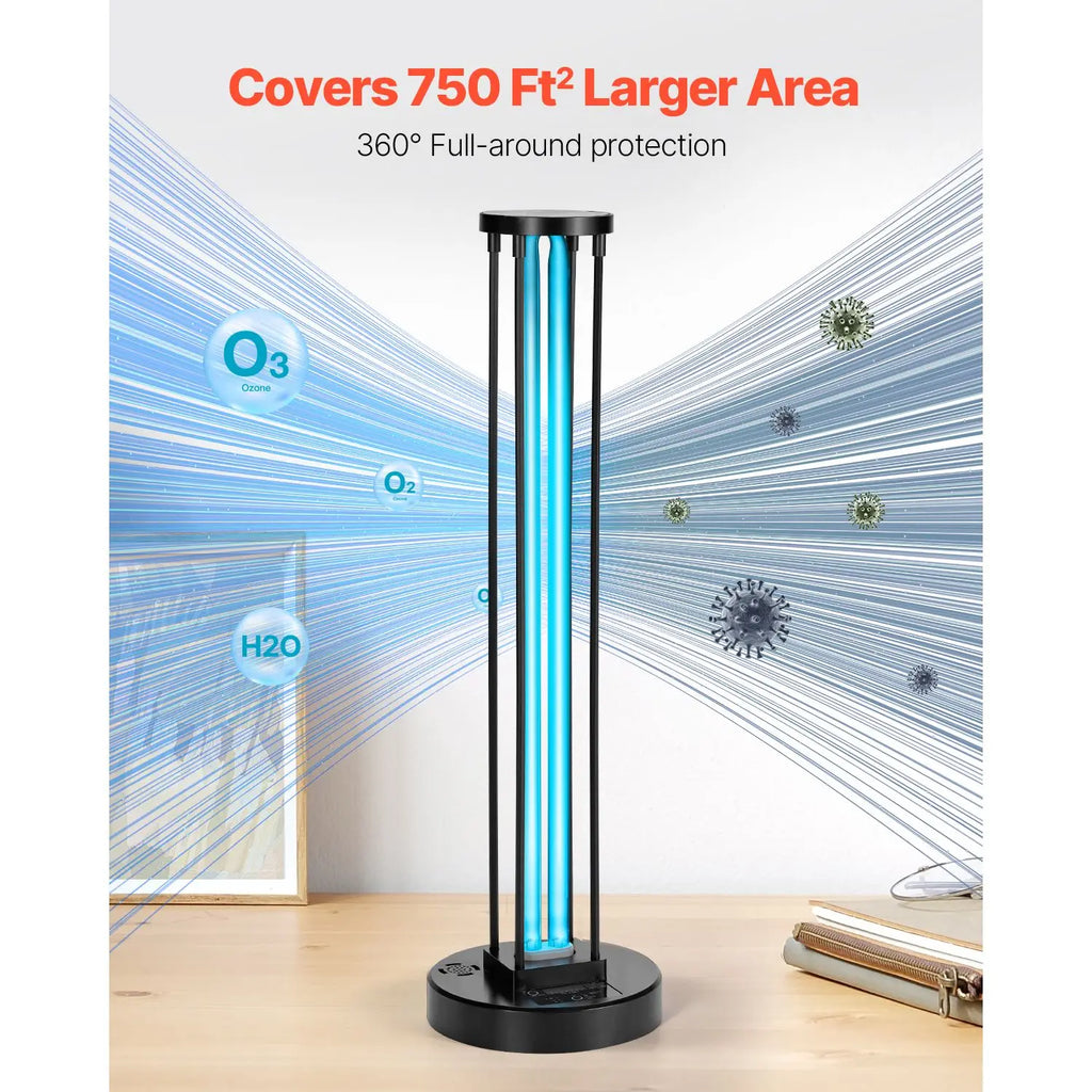"55W UV Light with Ozone Purifier 30/60/120 Min Timer Remote Control for Room Sterilization"