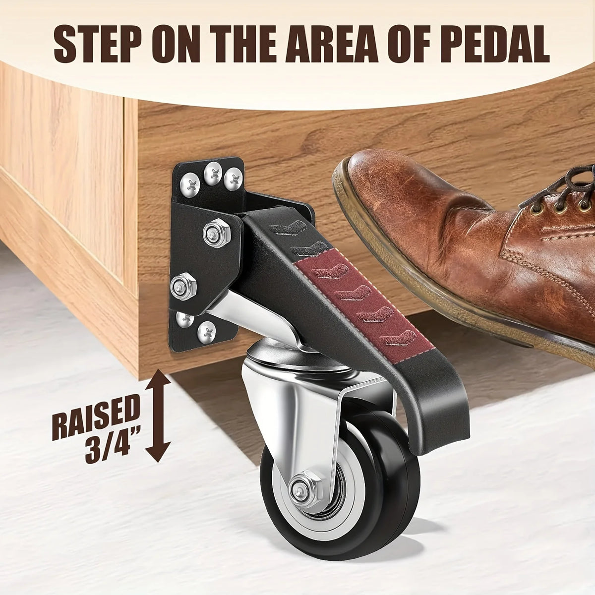 165 lbs 2.5" Set of 4 Workbench Caster Wheels Side Mounted Retractable Stepdown Wheel 360° Swivel for Tables and Equipment