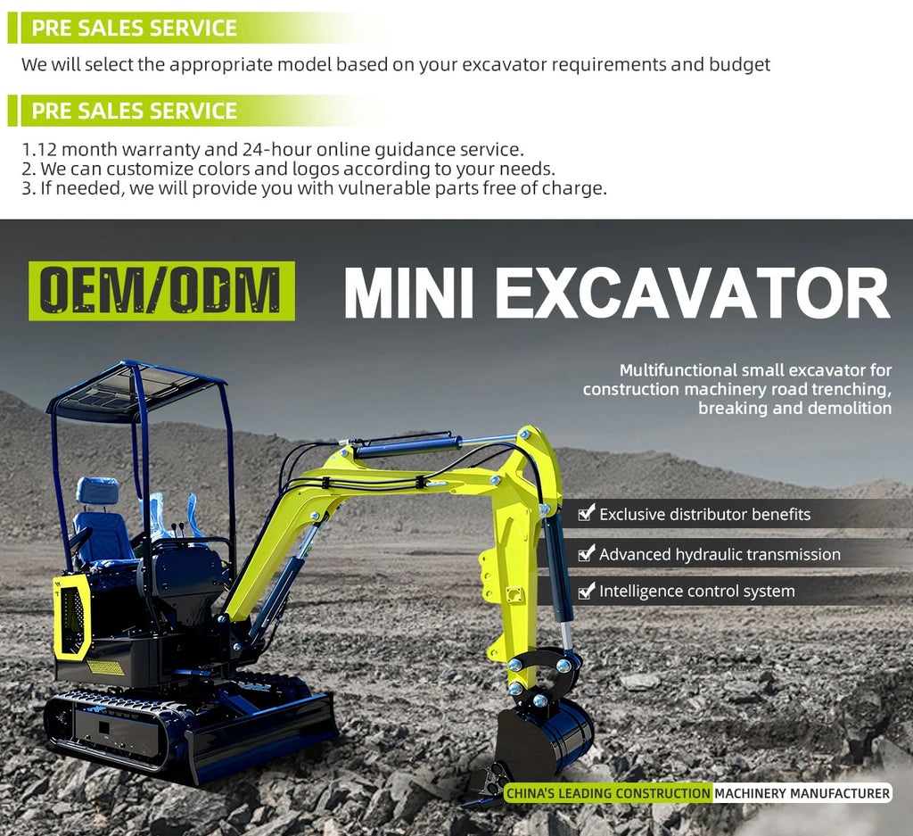 Multifunctional Mini Excavator 0.8-1 Ton Tiny Digger for Indoor Construction Narrow Space Soil Moving