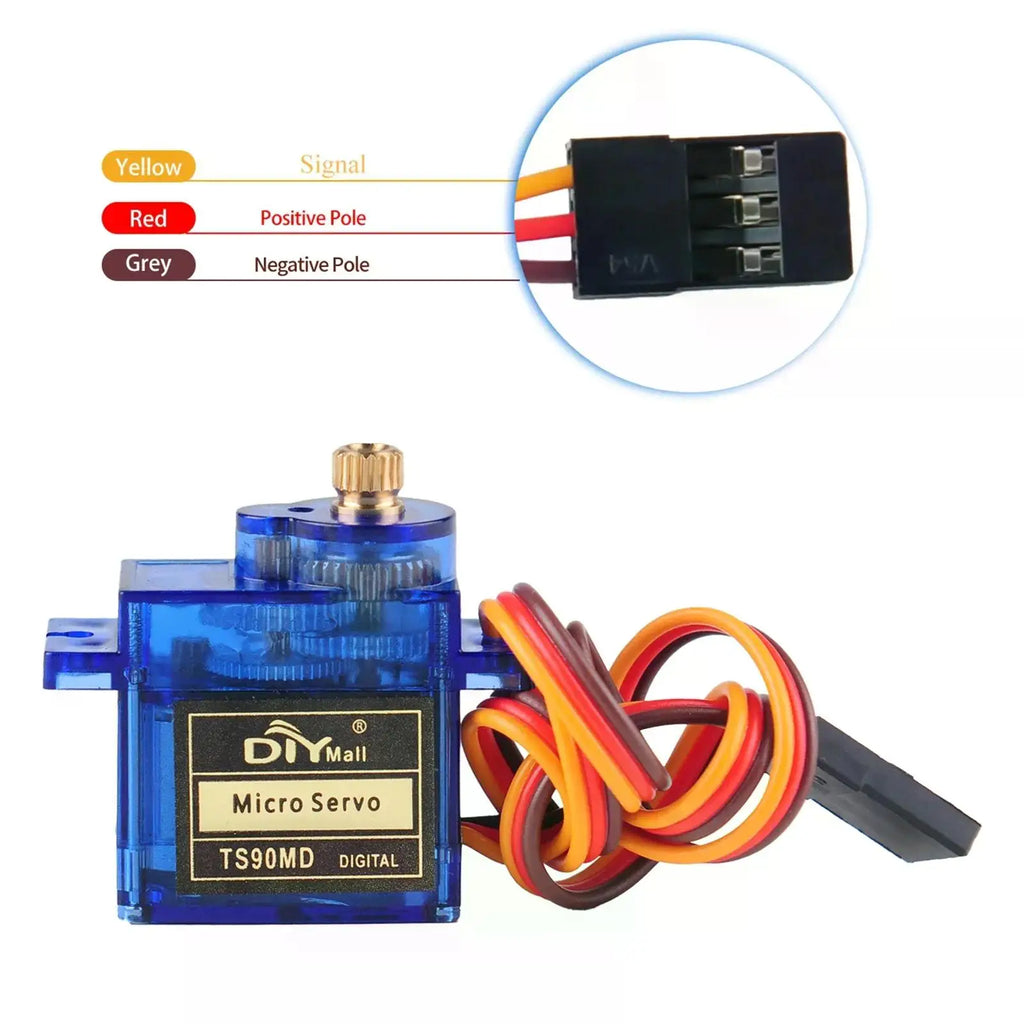 2kg.cm Micro Servo Motor Set Metal Gear 90/180/270 Degree Angle Controllable 4.8V-6V Simulation Steering Gear for RC Planes 9g