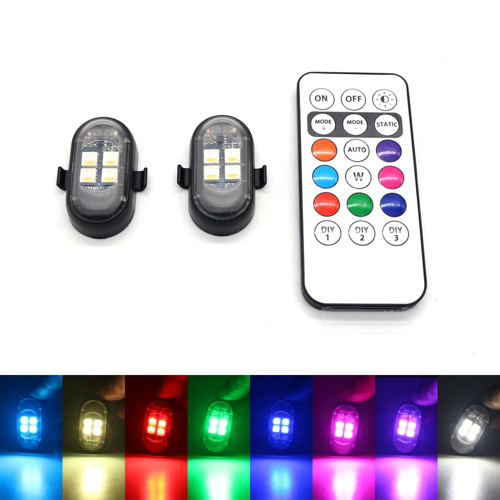 Rechargeable Car LED Light Kit, RGB Color Changing LED Light with Remote Control, Decorative Atmosphere Lamp for Car Motorcycle