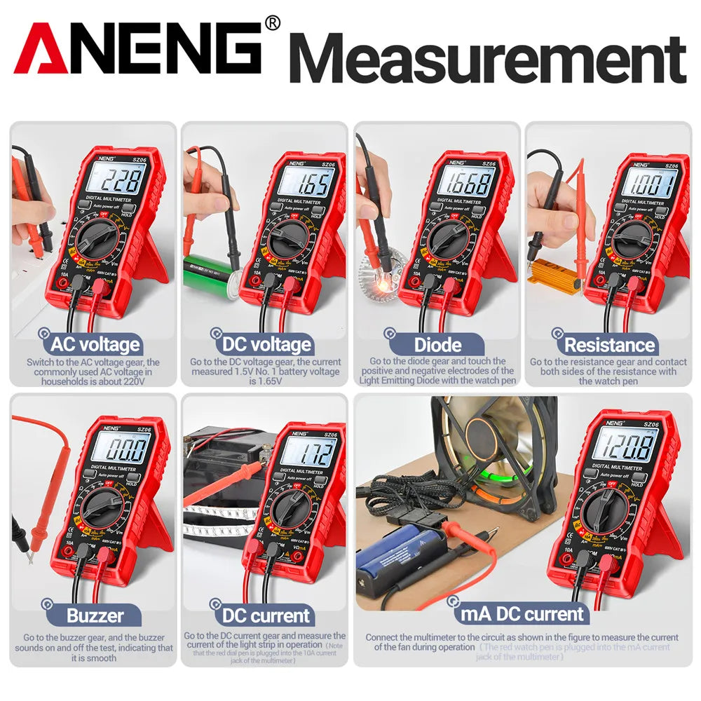 Digital Multimeter ANENG SZ06 AC/DC Ammeter 1999 Counts Multitester 600V Voltmeter Multimetr Voltage Resistance Meter Diode Tool