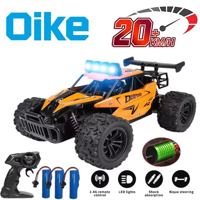 Oike Remote Control Car RC Drift Racing Vehicle Off Road Alloy 2.4G Radio High-Speed Trucks With LED Light Climbing Gift Kid Toy