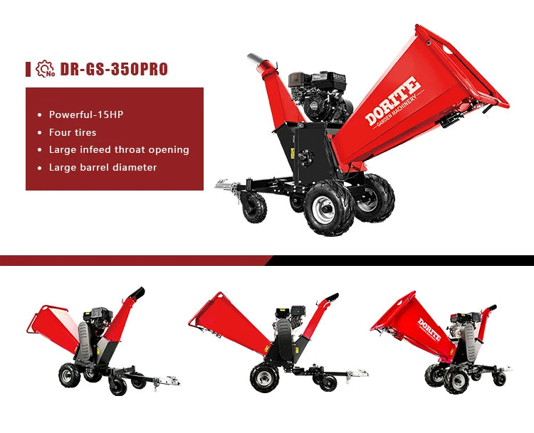 Customized 15HP Wood Chipper Electric 4-wheel Branch Crusher, Wood Processor, Professional Tree Shredder,Forestry Machinery
