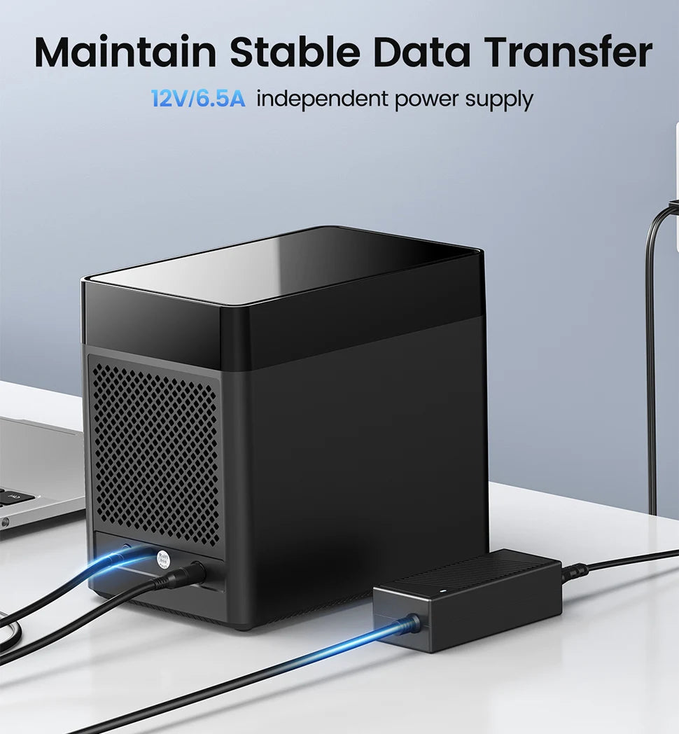 ORICO 5 Bay 3.5" SATA Hard Drive Enclosure HDD Docking Station USB 3.0 Type C External HD Case 90TB Storage Expansion 12V/6.5A