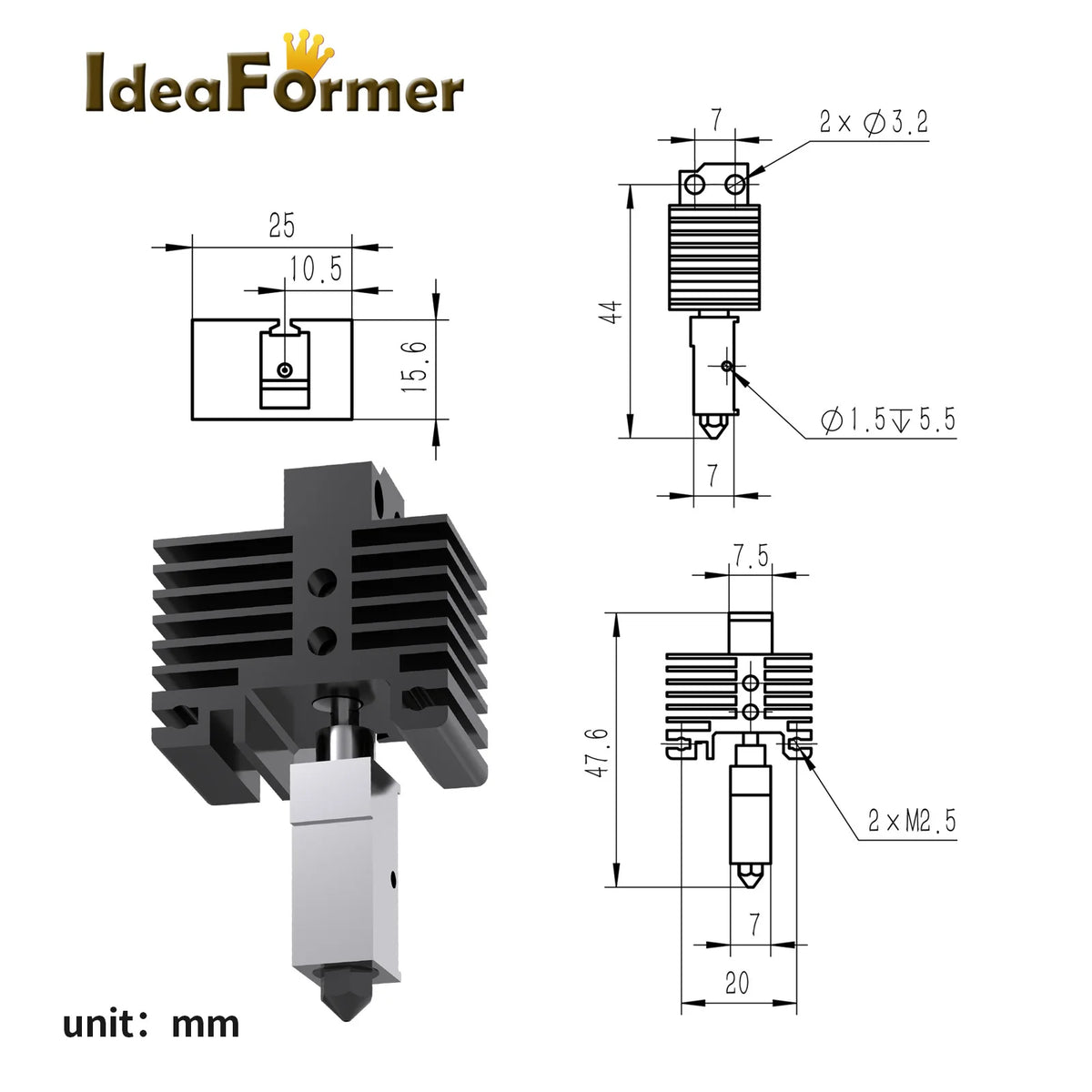 Upgrade Hotend Kit for Bambu Labs P1S/P1P &X1C 3D Printer Hot End Combo Plated Heat Block 3D Extrusion Hardened Steel Nozzle