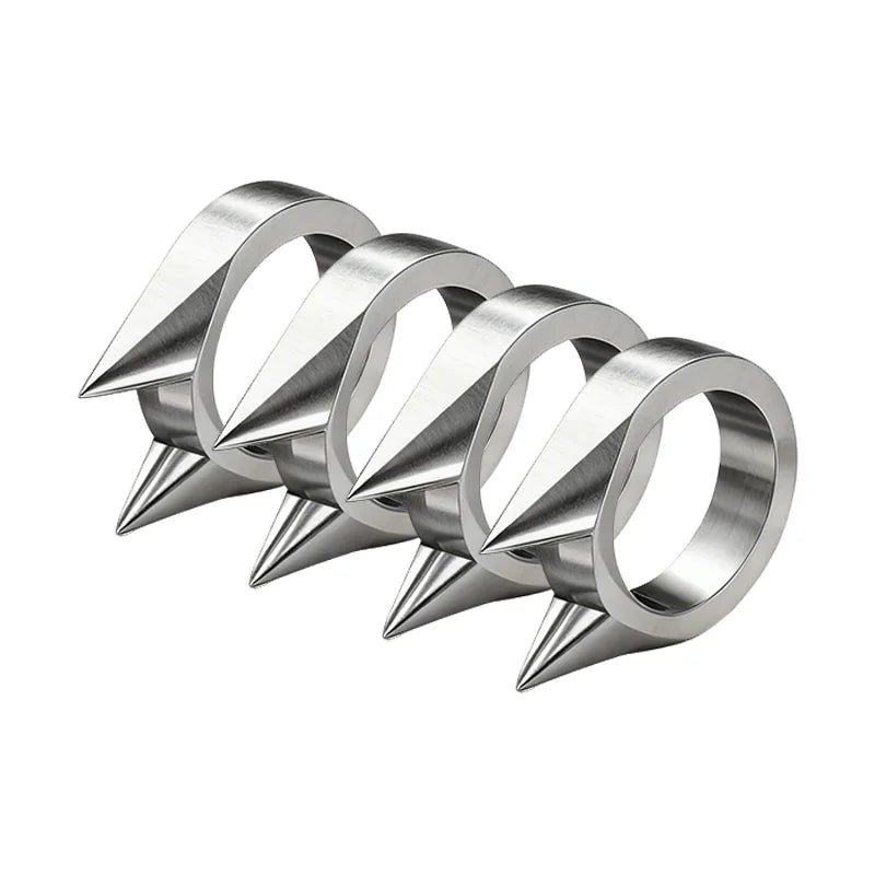 Cat Ear Shape Ring - Unisex Window Breaker Rings, Safety Spike Rings, Small Anti-Wolf Rings, Punk-Style Zinc Alloy Jewelry 3pcs