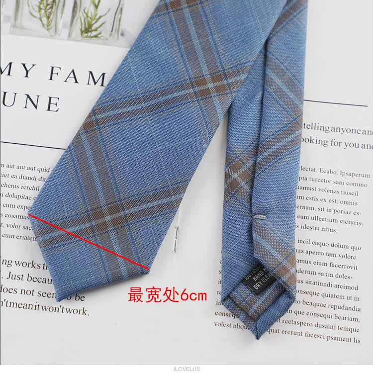 6Cm College Style Tie Ins Style Japanese Checkered Tie Jk Uniform Cotton Neckie Student Hand Tie