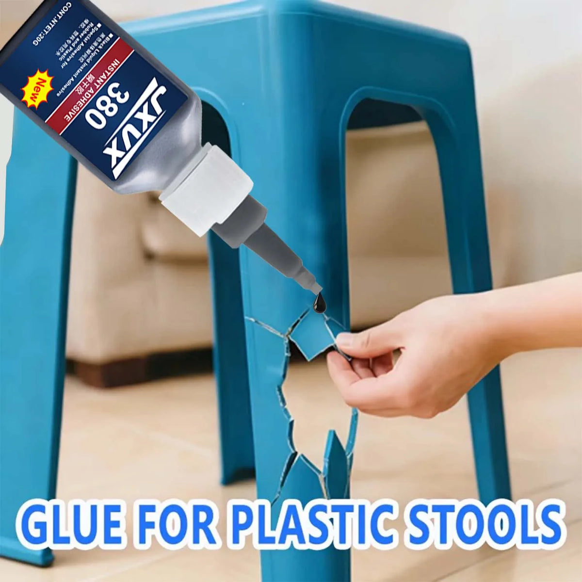 380 Strong Plastic Repair Adhesive - Waterproof Glue Instant Bonding Quickly Fixes Cracks,for ABS PP PVC Crack Fix All plastics.