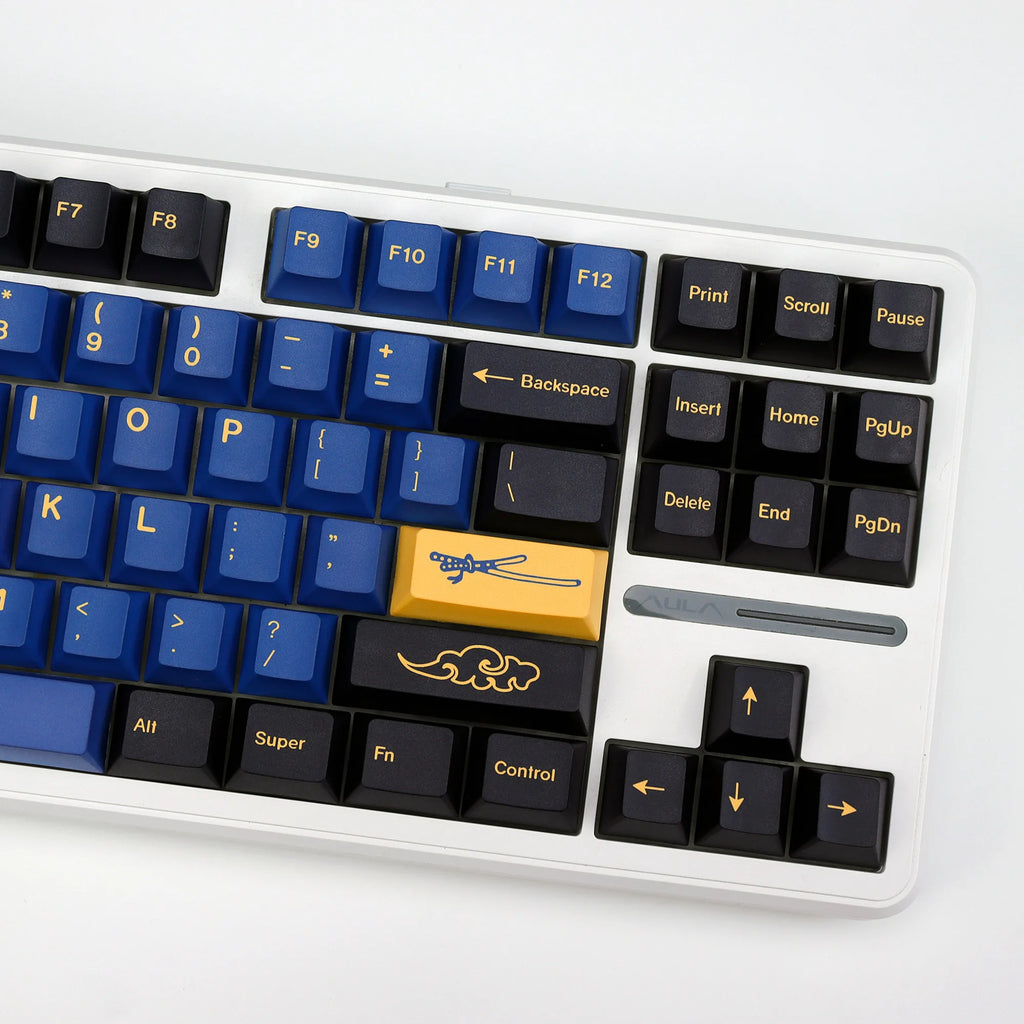 KBDiy Retro Blue Samurai GMK Keycap Hangul PBT Cherry Profile Alice ISO Keycaps Custom For Mechanical Keyboard Gamer Split Space