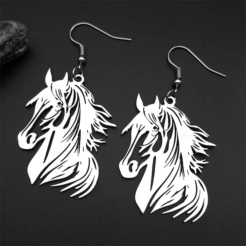 Hollow Horse Head Pendant Necklace for Women Men Stainless Steel Gold Silver Color Animal Chain Necklaces Gift Jewelry collar