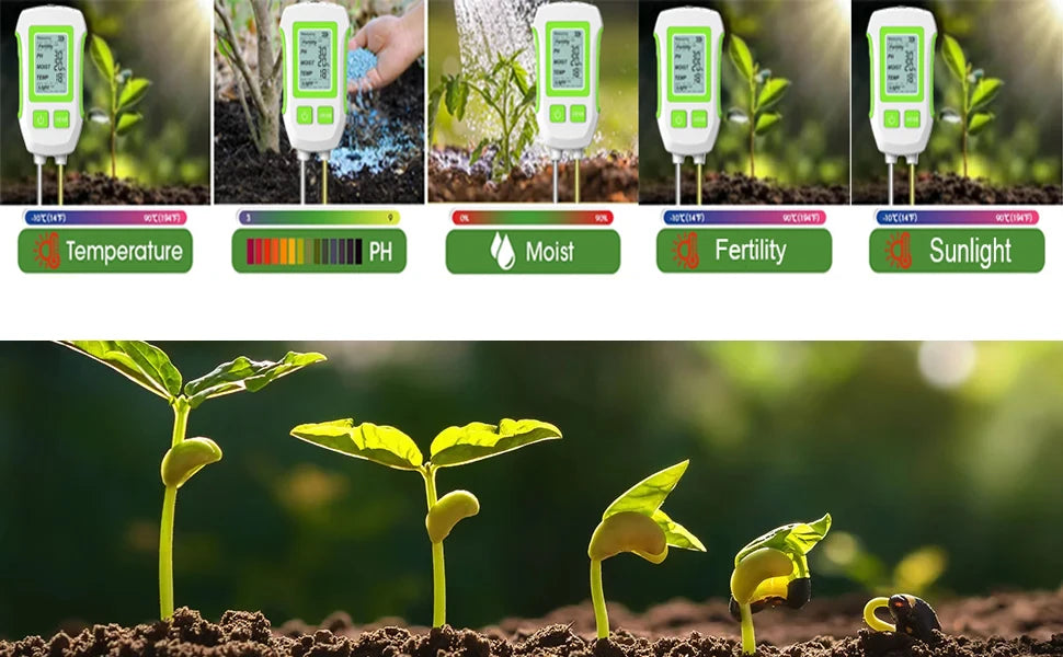 3 in 1 Digital LCD Soil Tester PH/Moisture/Temperature High Accuracy Soil Meter with Backlight for House Plants Garden Lawn Farm