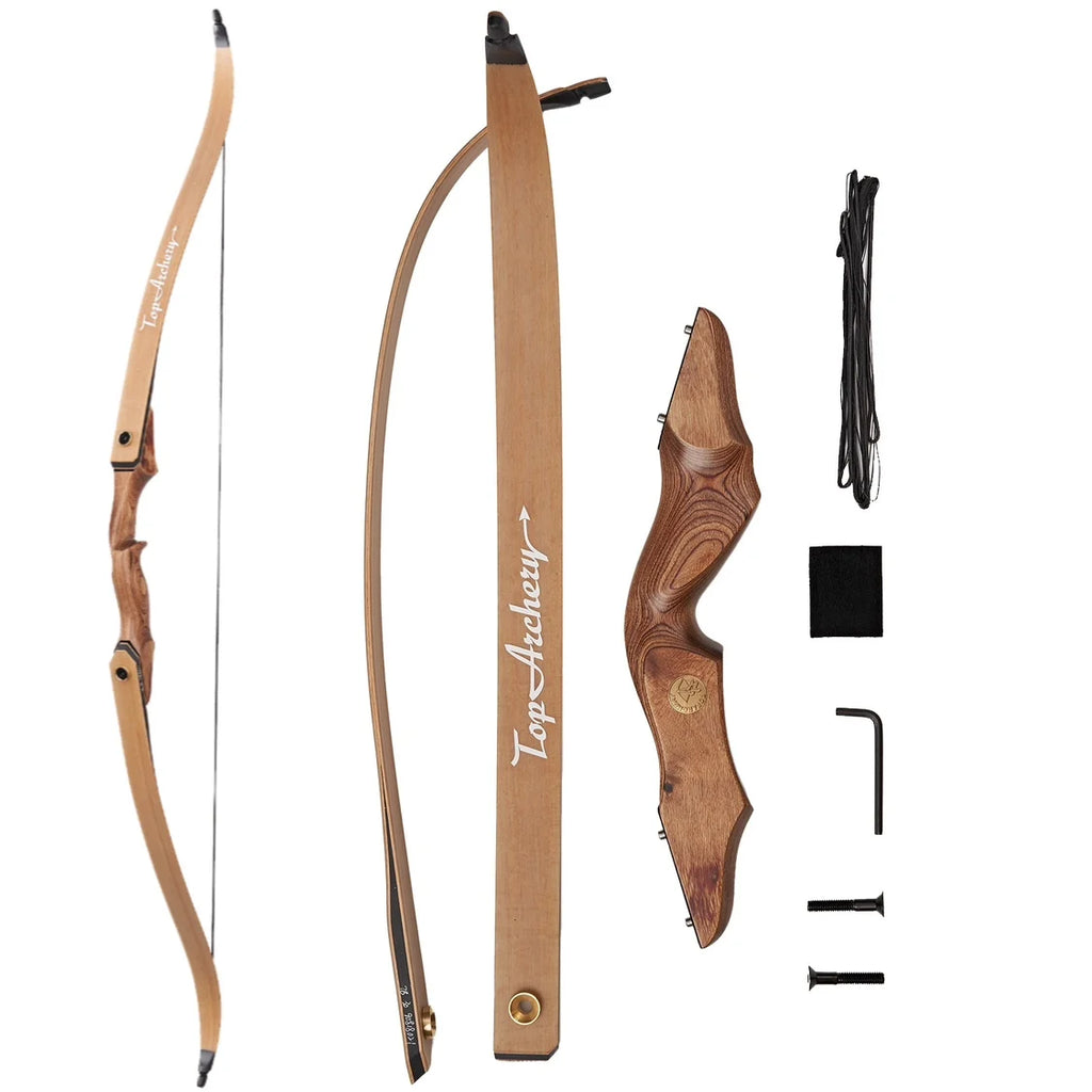 Toparchery Handmade Wood Recurve Bow 30-50lbs Split Takedown Hand for Outdoor  Target Sports Hunting Accessories