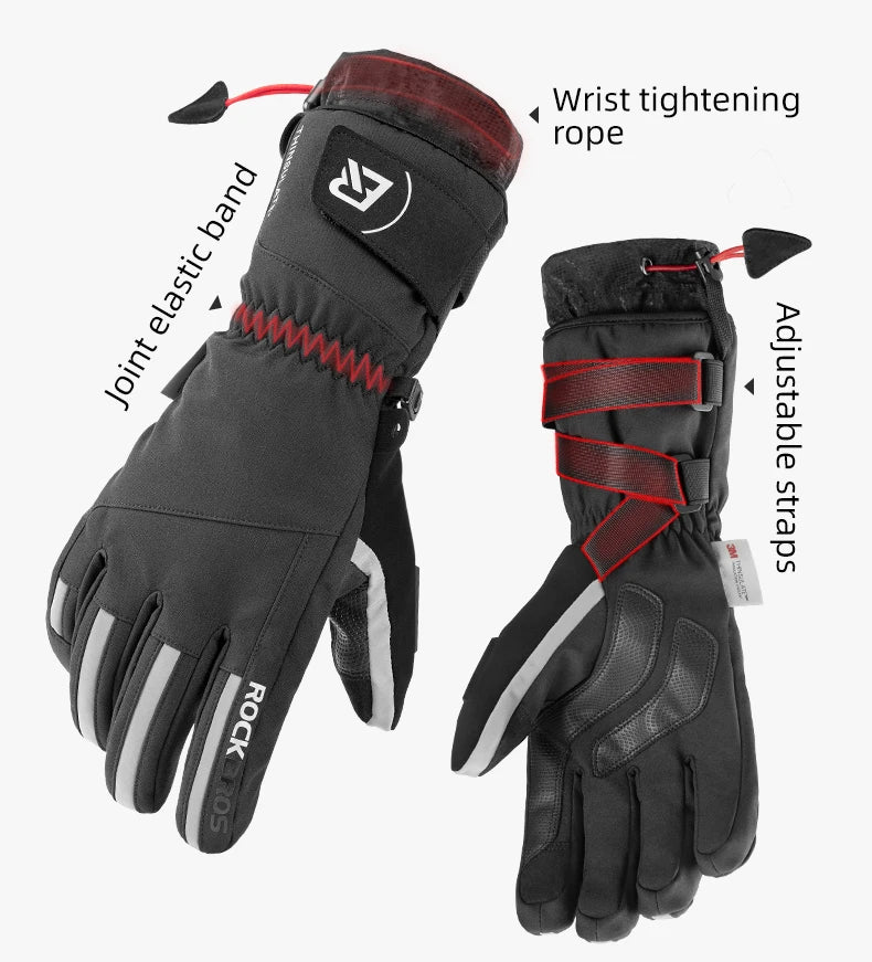 ROCKBROS Winter Ski Gloves Snowboard Gloves Snowmobile Motorcycle Riding Winter Gloves Windproof Waterproof Unisex Snow Gloves