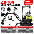 3.5 Ton Mini Excavator Hydraulic Pilot Controls Kubota Engine 2 Ton High-Efficiency Home Mini Digger 1.8T Farm Bagger Customized