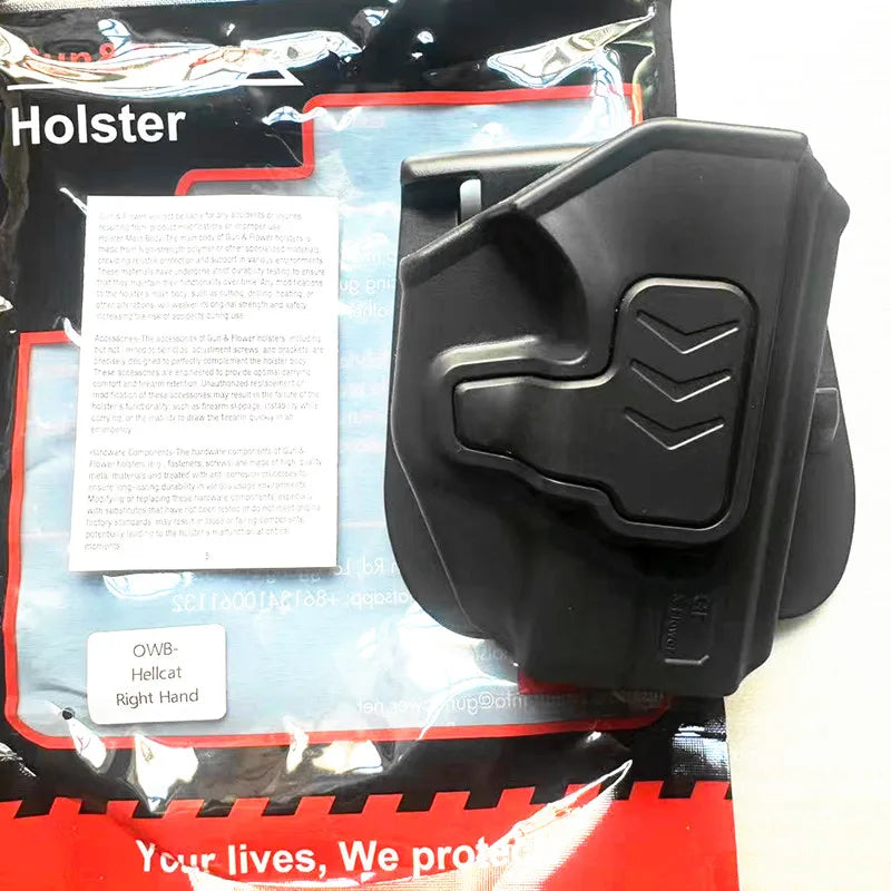 OWB Holster Fit Springfield Hellcat Micro-Compact , Paddle,360 Adjustable,Cant/Index Finger Release Right Hand Outside Waistband