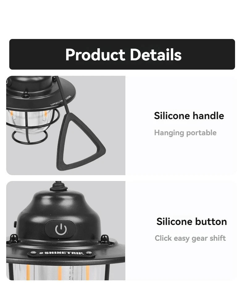 USB Rechargeable LED Camping Lantern Small Drop Light - Portable Campsite Atmosphere Lamp for Hanging Tent & Outdoor Activities