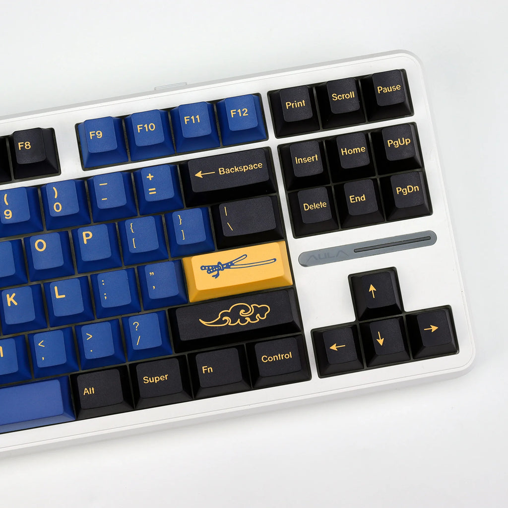 KBDiy Retro Blue Samurai GMK Keycap Hangul PBT Cherry Profile Alice ISO Keycaps Custom For Mechanical Keyboard Gamer Split Space