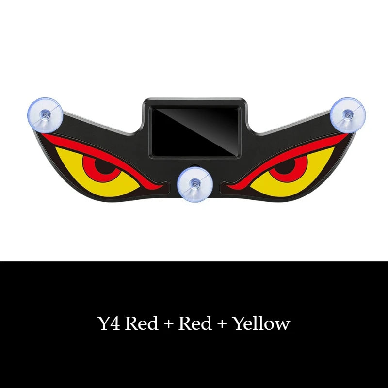 1Pc LED Dynamic Expression Neon Light, Car Solar Devil Eye Light, Rear Window Anti-Rear-End Warning Light