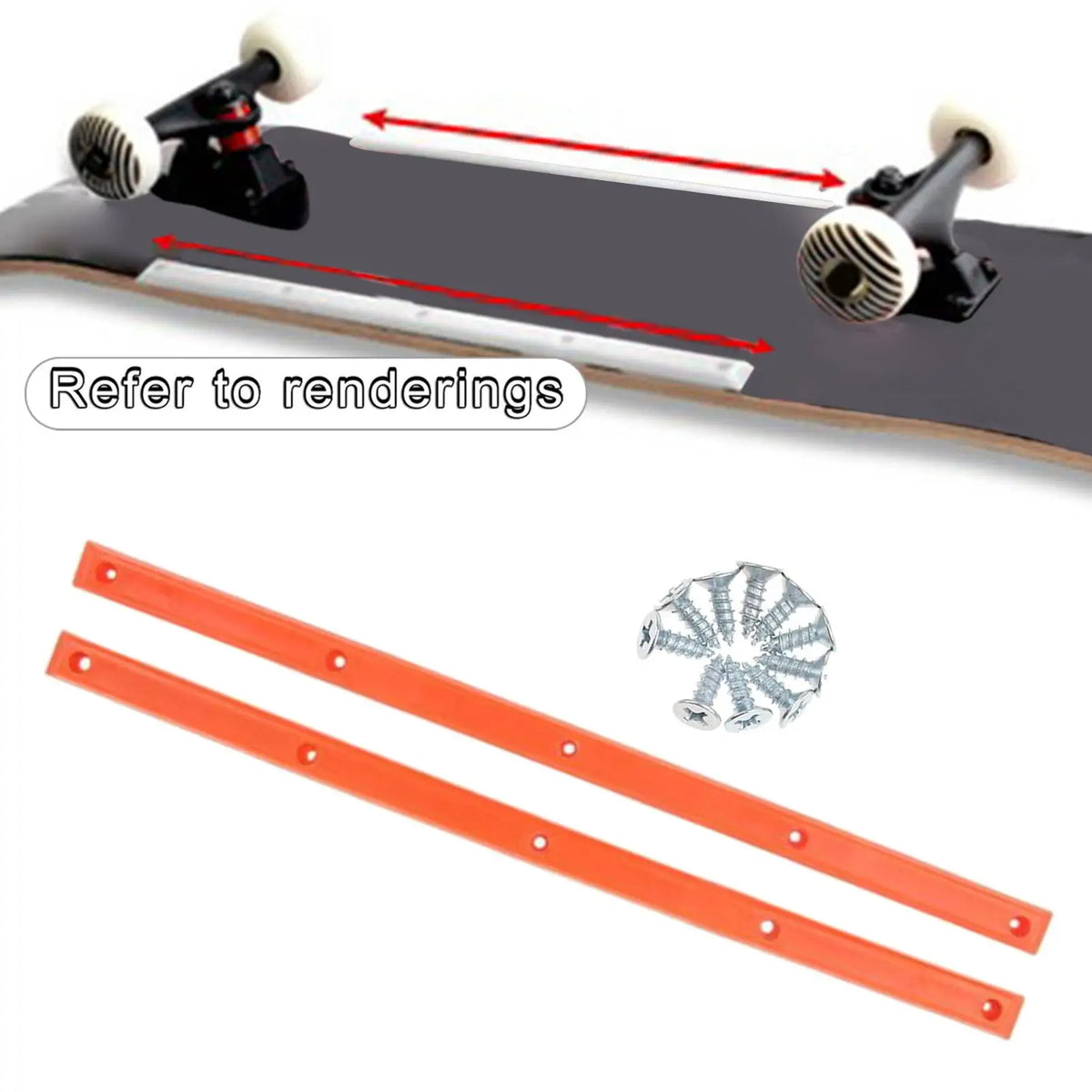 1 Pair Longboard Skateboard Rails with Mounting Screws Set Accessories Reduce Friction