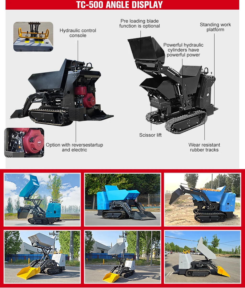 Hydraulic Crawler Dumper Industrial Mini Dumper Crawler Carrier Small Track Dumper for Building Engineering